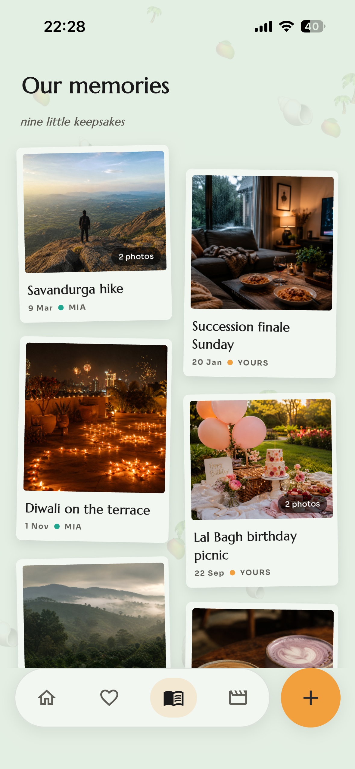 Memories screen