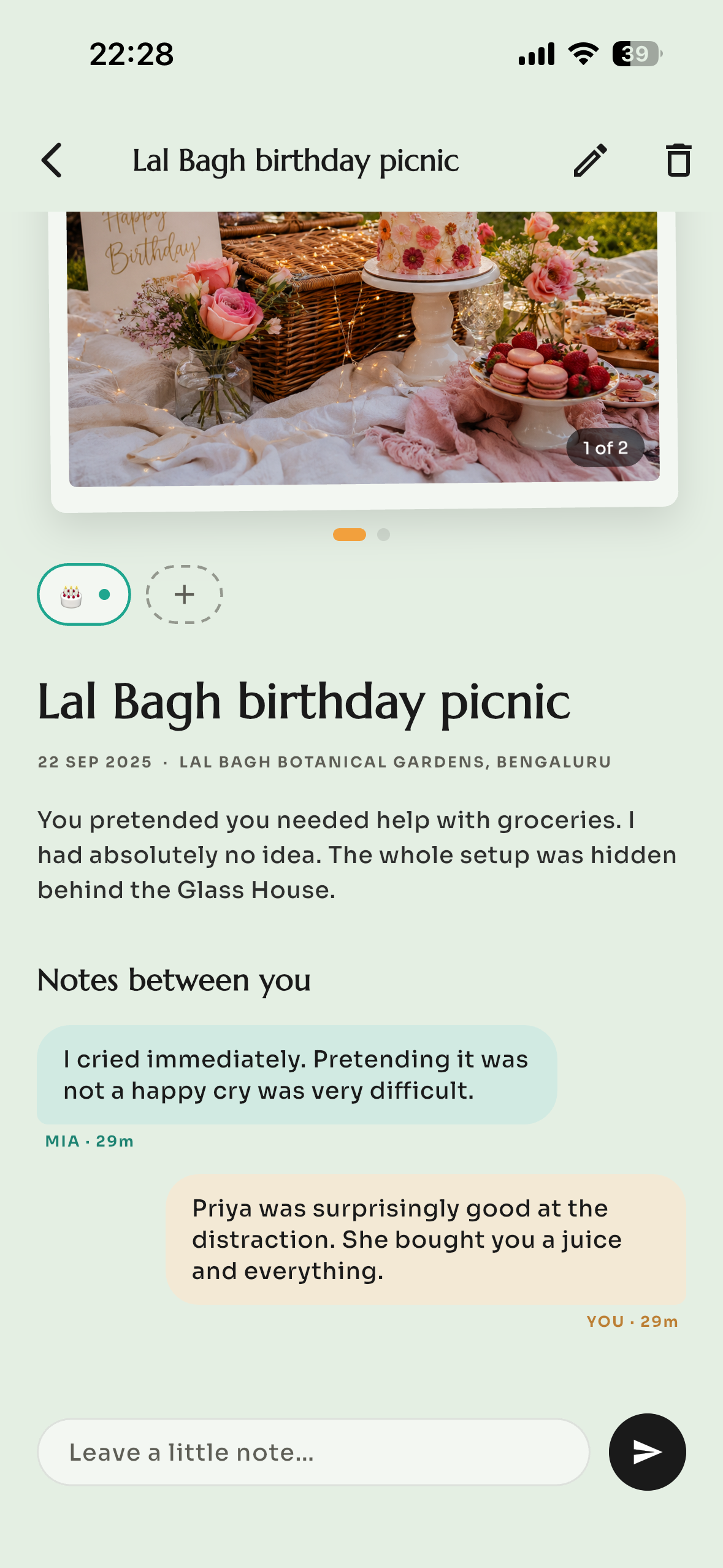 Journal screen
